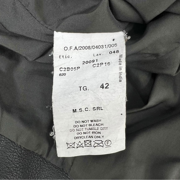 Vintage Emporio Armani Black Gray Distressed Genuine Leather Blazer Style Jacket - Picture 10 of 12